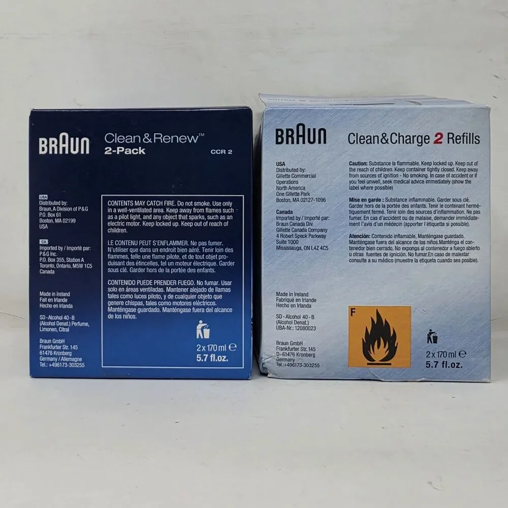 Braun Clean & Renew Charge Cartridge Shaver Cleaner 4 X 170 ml CCR 2 Open Box
